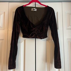 Urban Outfitters Dark Brown Velvet Crop Top